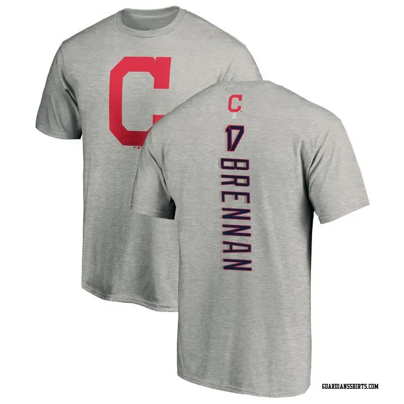 Men's Cleveland Guardians ＃17 Will Brennan Ash Backer T-Shirt