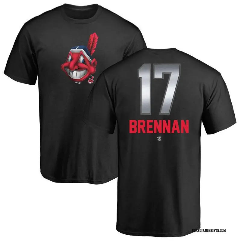 Men's Cleveland Guardians ＃17 Will Brennan Black Branded Midnight Mascot T-Shirt