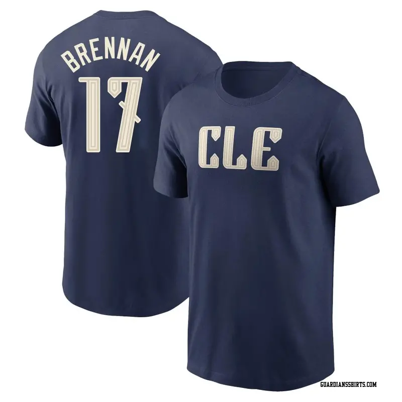 Men's Cleveland Guardians ＃17 Will Brennan Navy 2024 City Connect T-Shirt