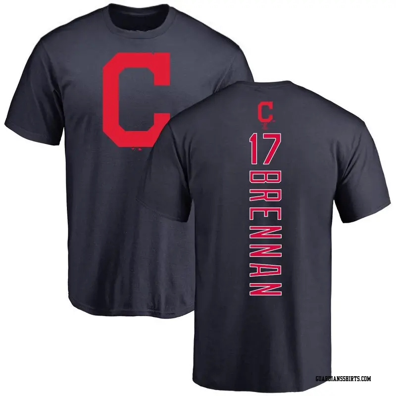 Men's Cleveland Guardians ＃17 Will Brennan Navy Backer T-Shirt