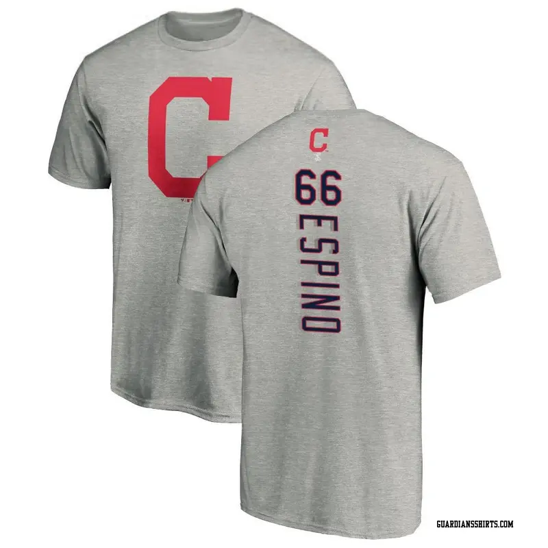 Men's Cleveland Guardians ＃66 Daniel Espino Ash Backer T-Shirt