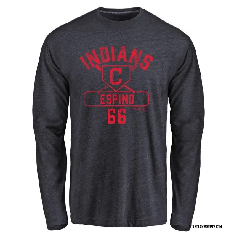 Men's Cleveland Guardians ＃66 Daniel Espino Navy Base Runner Long Sleeve T-Shirt