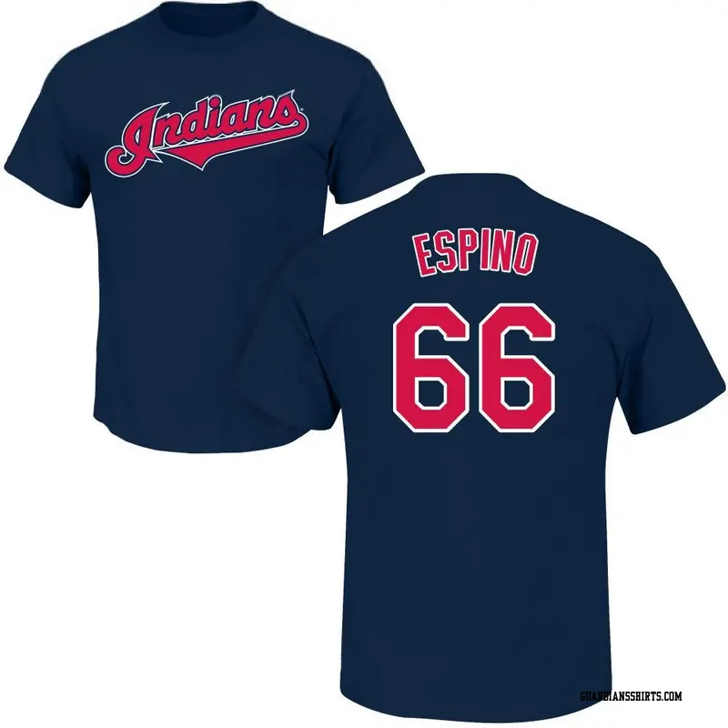 Men's Cleveland Guardians ＃66 Daniel Espino Navy Roster Name & Number T-Shirt