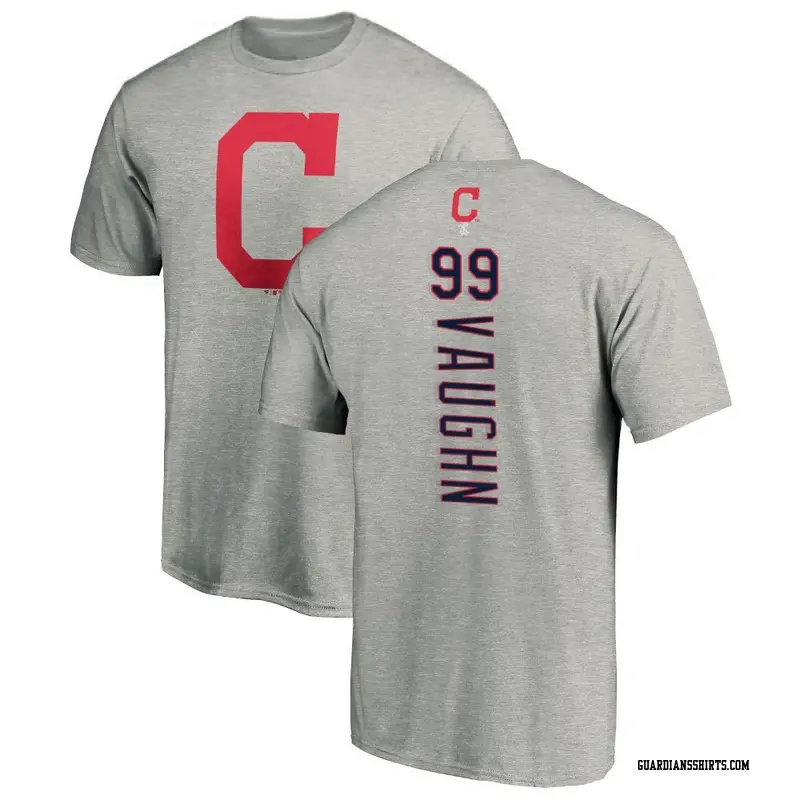 Men's Cleveland Guardians ＃99 Ricky Vaughn Ash Backer T-Shirt