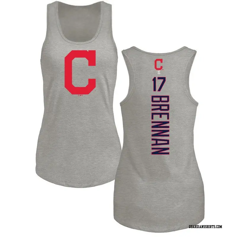 Women's Cleveland Guardians ＃17 Will Brennan Ash Branded Backer Tank Top