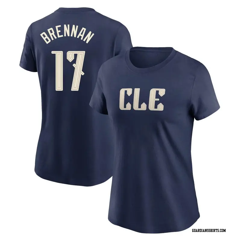 Women's Cleveland Guardians ＃17 Will Brennan Navy 2024 City Connect T-Shirt