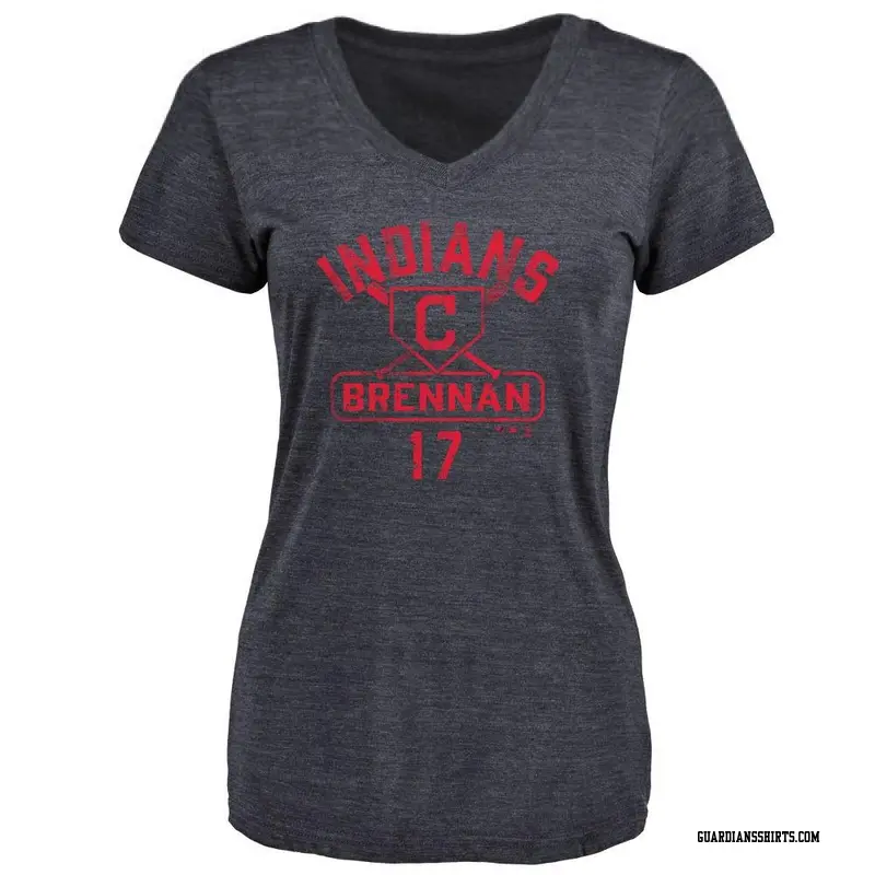 Women's Cleveland Guardians ＃17 Will Brennan Navy Branded Base Runner T-Shirt