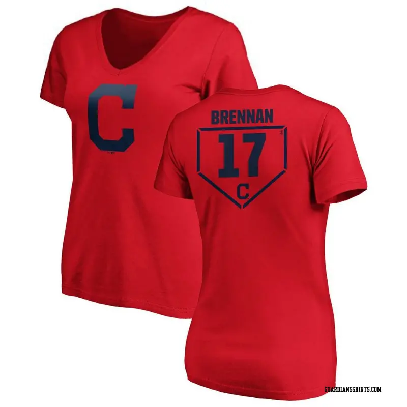 Women's Cleveland Guardians ＃17 Will Brennan Red Branded RBI Slim Fit V-Neck T-Shirt