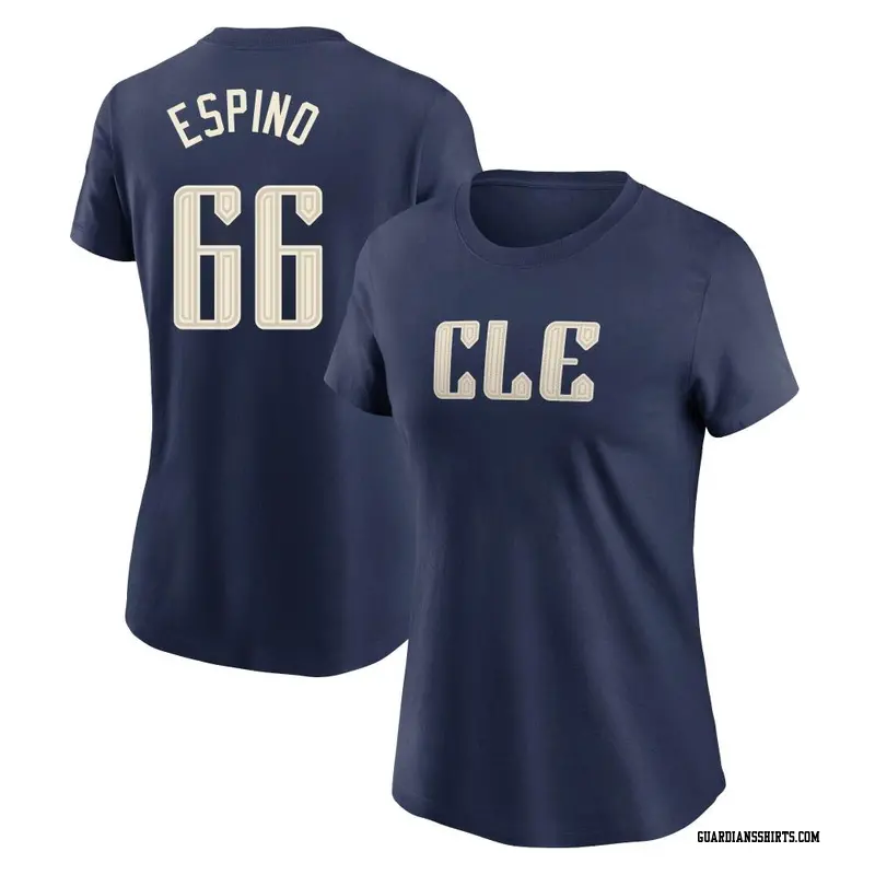 Women's Cleveland Guardians ＃66 Daniel Espino Navy 2024 City Connect T-Shirt