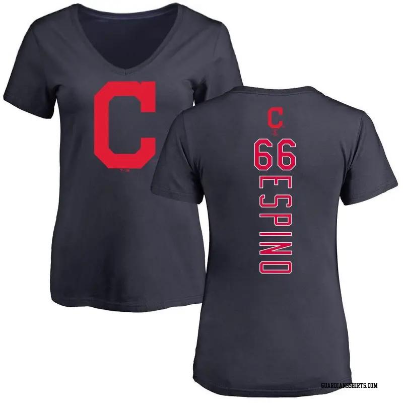 Women's Cleveland Guardians ＃66 Daniel Espino Navy Backer Slim Fit T-Shirt