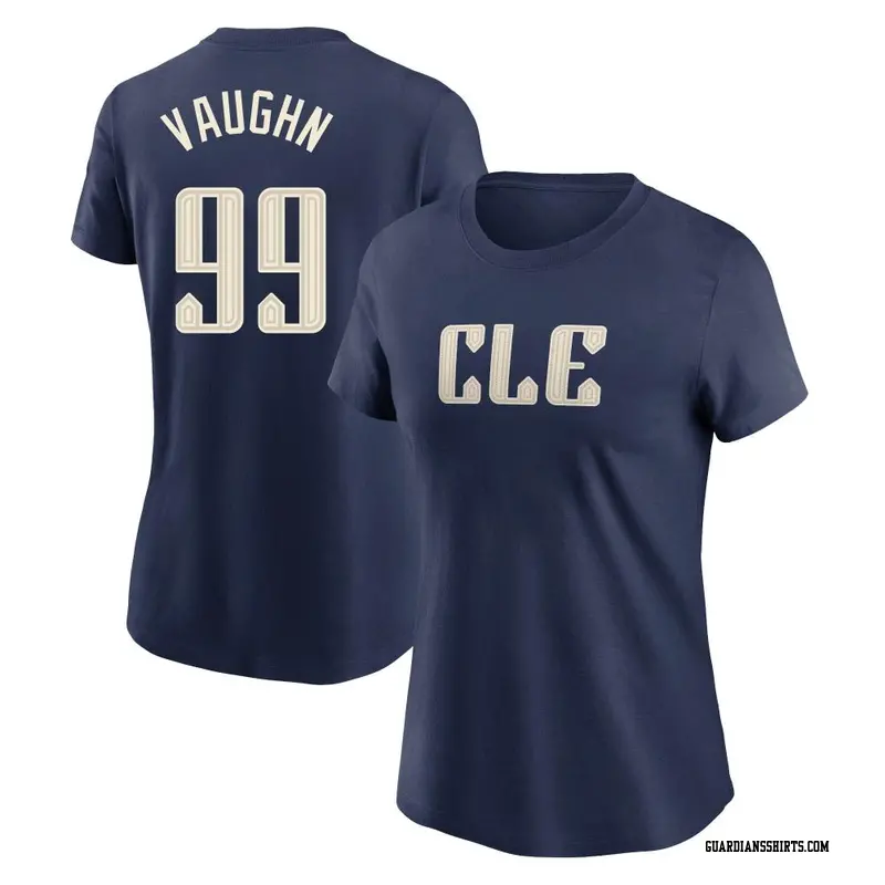 Women's Cleveland Guardians ＃99 Ricky Vaughn Navy 2024 City Connect T-Shirt