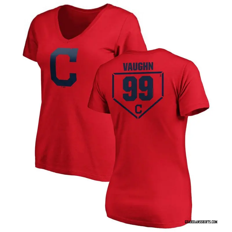 Women's Cleveland Guardians ＃99 Ricky Vaughn Red Branded RBI Slim Fit V-Neck T-Shirt