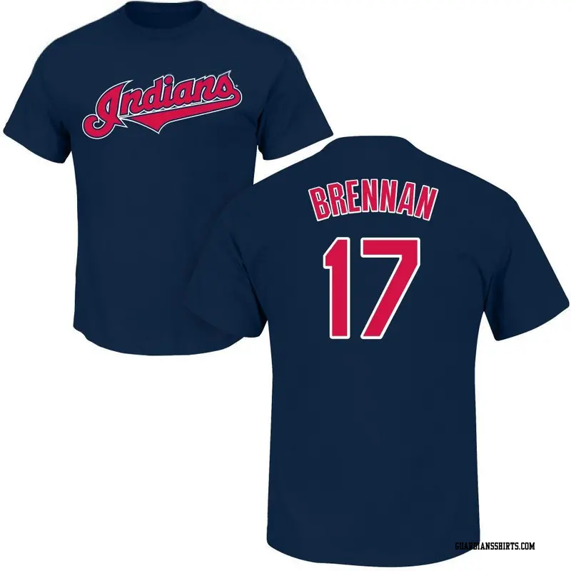 Youth Cleveland Guardians ＃17 Will Brennan Navy Roster Name & Number T-Shirt